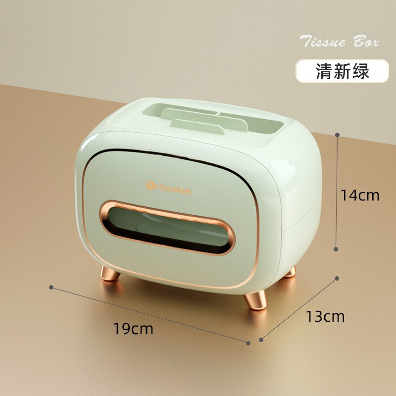 Light Green PET Luxury Tissue Box - Multifunctional Desktop Paper Towel Organizer for Home and Living Room