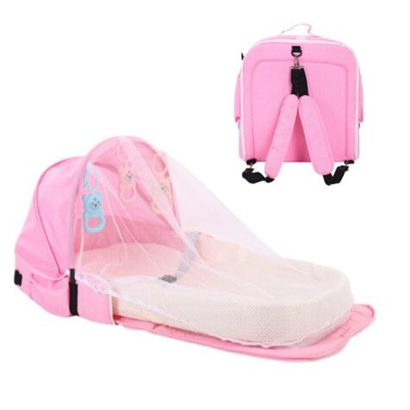 Berceau Portable pliable pour enfants, lit bébé, lit de voyage, avec moustiquaire, pour -nés: Pink Backpack