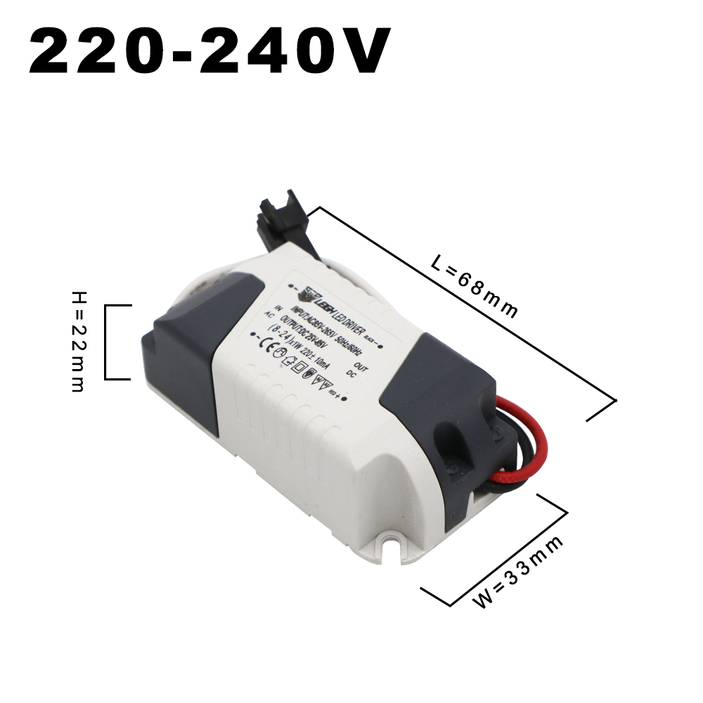 AC220-240V Input 8-24W LED Constant Current Driver DC 25-80V 220mA Output Circular LED Driver For LED Ring Panel Ceiling Lamps