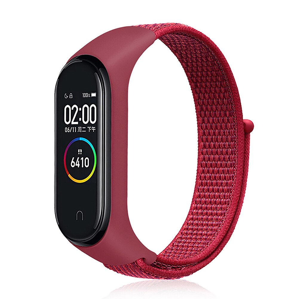 Nylon band voor xiaomi mi band 4 3 vervangbare armband mi band 4 3 polsband ademende armband voor xiaomi mi band 3 4 band: Rood