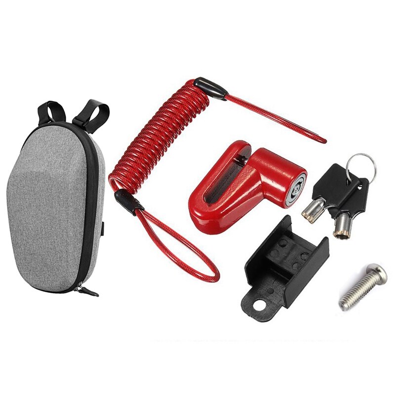 2 jeux d'accessoires pour Scooter Xiaomi Mijia M365 Pro: 1 pièces de verrouillage, freins à disque, roues et 1 ensemble de sacs de rangement avant: Default Title