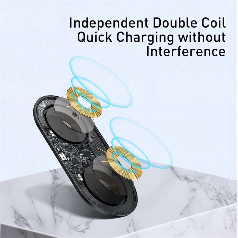 Baseus 2 in 1 Dual Qi Wireless Charger For iPhone 11 Pro Max X Airpods 15W Fast Wireless Charging Pad Induction Wirless Charger