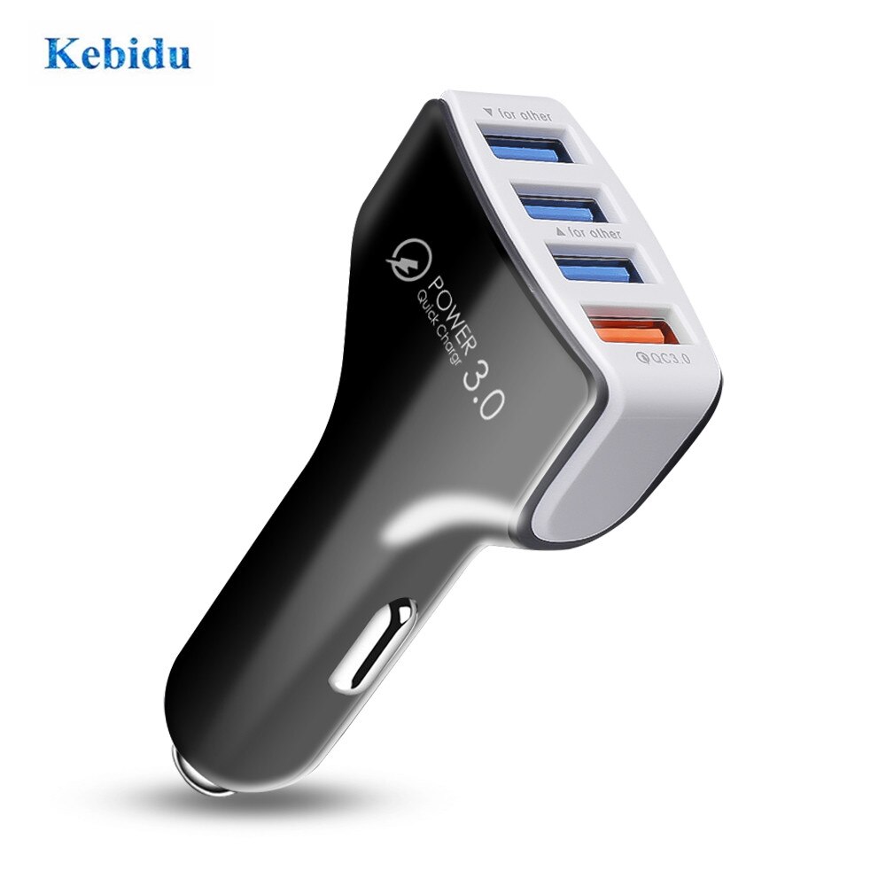 Kebidu-cargador de coche con 4 puertos, adaptador USB Dual de carga rápida 3,0, 30W, para iPhone, Samsung, Xiaomi