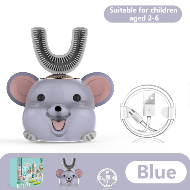 U-shaped Electric Toothbrush Kids Smart 360 Degrees Silicon Automatic Ultrasonic Teeth Tooth Brush Cartoon Pattern Children: 13