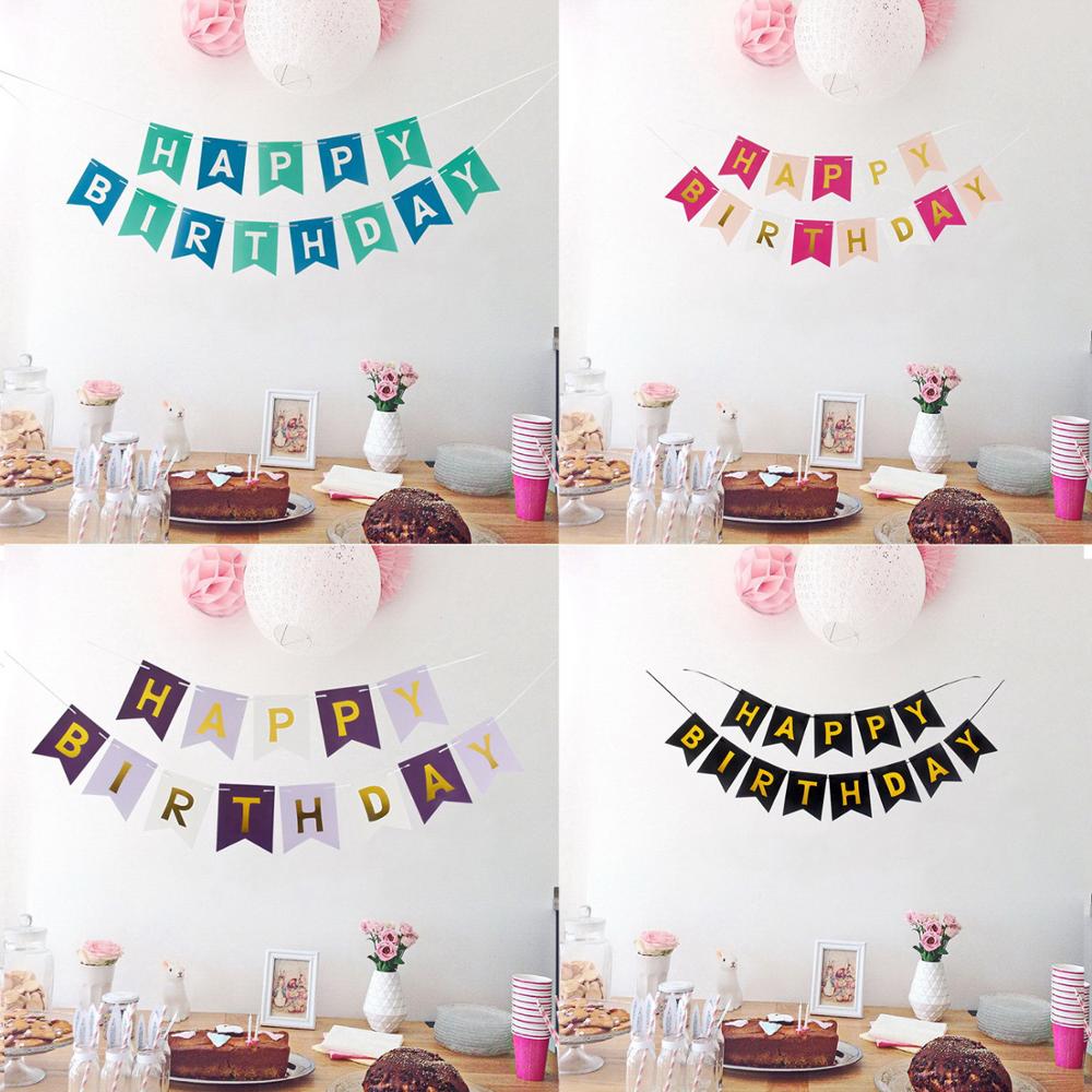Grattis på födelsedagen banner första födelsedag pojke flicka part leveranser papper krans bunting banner baby shower födelsedag dekoration