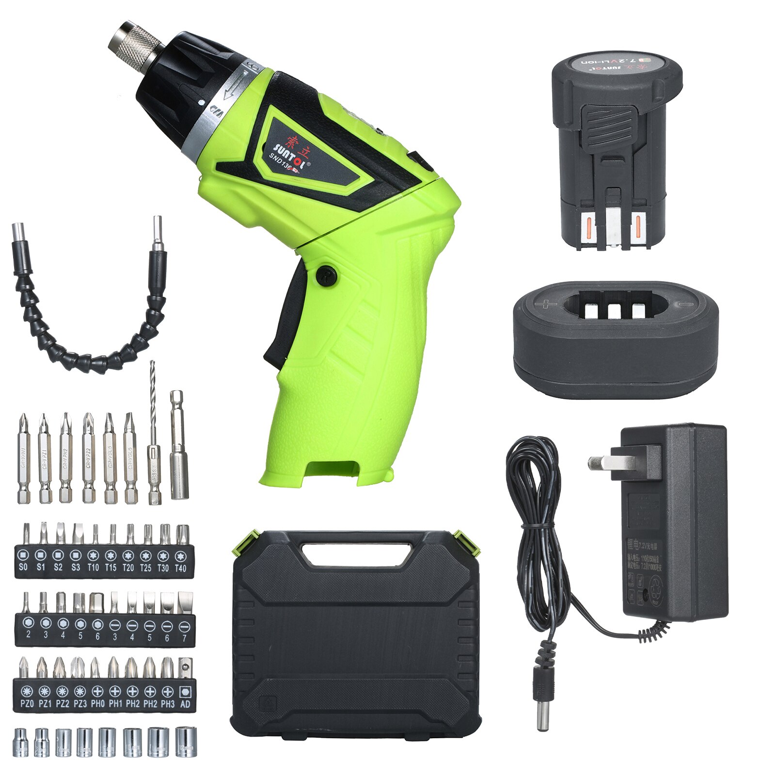 6.0N.m Cordless Electric Screwdriver Rechargeable 1500mAh Li-ion with 41 Accessories 7 Torque Setting 2 Position Handle: 1 Battery Set / UK
