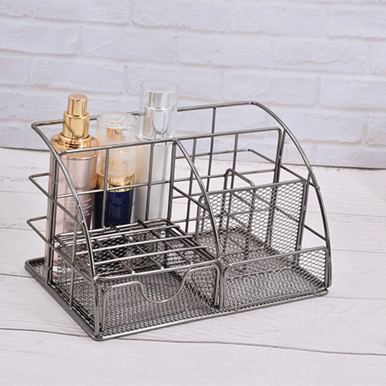 Mesh Office Supplies Accessories with Drawer for Home Office Desktop Rose Gold Desktop Organizer Stand School Office Stationery: D