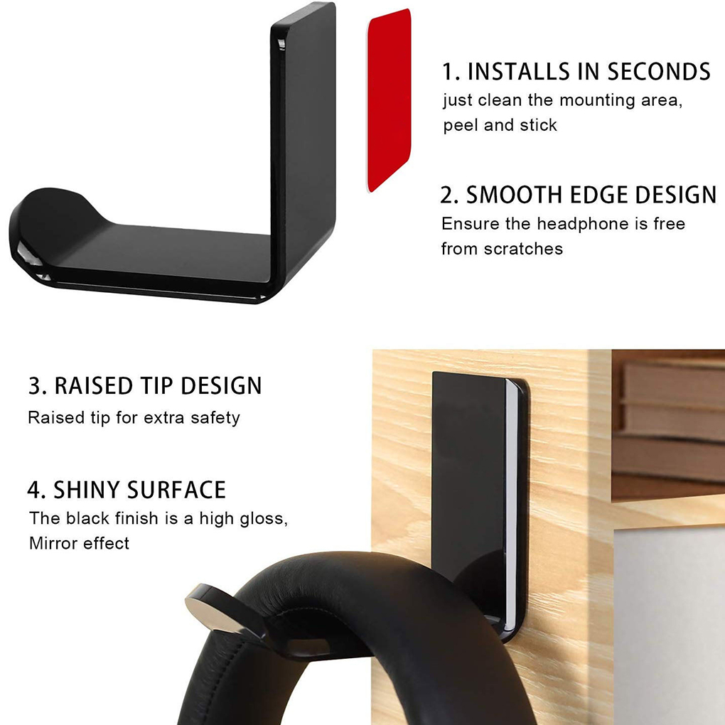 Universal holdbar l-form hodetelefon veggfeste enkel krok datamaskin headset stativ øretelefon akryl skjermholder