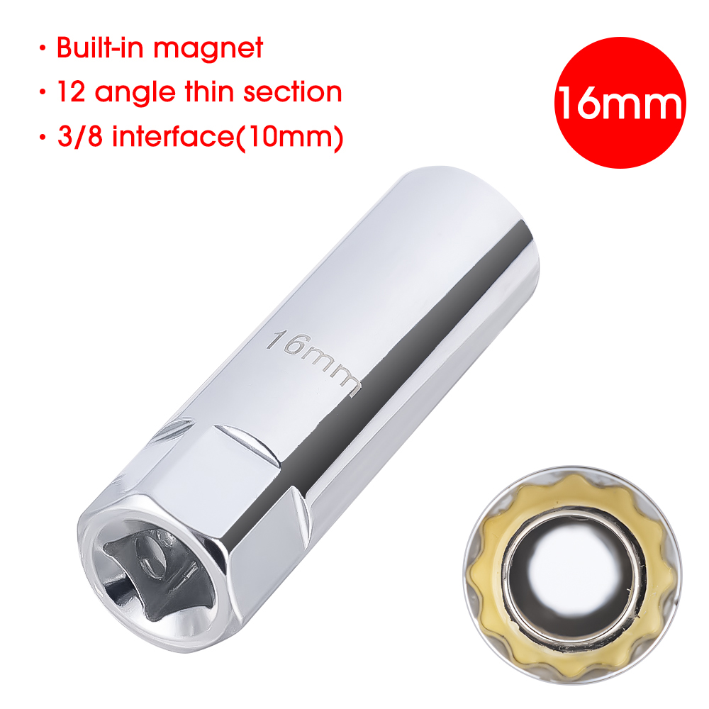 Llave de bujía magnética Universal para coche, herramienta de reparación de automóviles, accesorios prácticos de 14mm y 16mm: Rojo