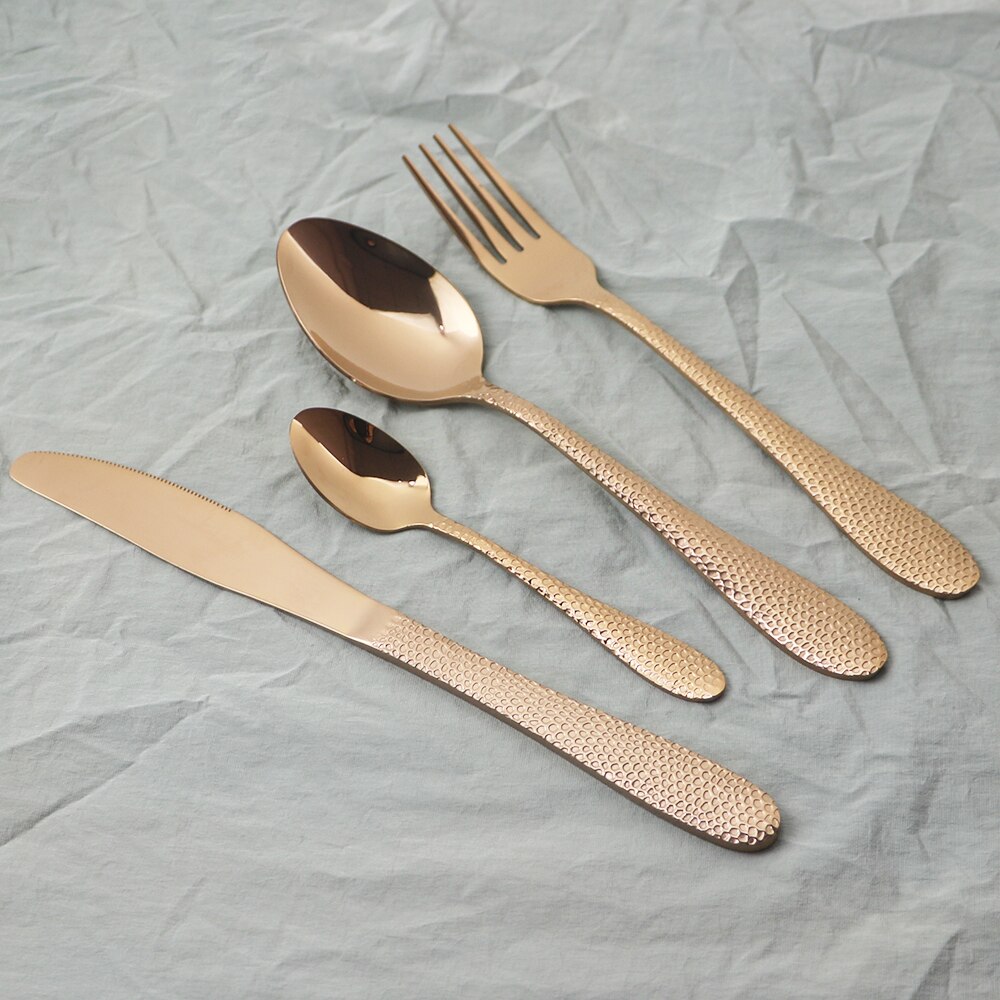 Black Western Flatware Set 4/8/16Pcs Cutlery Set Knives Forks Tea Spoons Tableware Set Stainless Steel Dinnerware Silverware Set