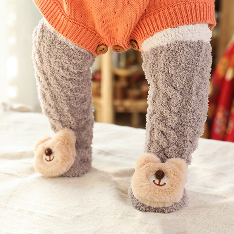 Calcetines suaves de felpa para bebé, invierno, primavera, algodón, gruesos, cálidos, para niños recién nacidos, calcetines altos para niñas y niños, accesorios Kawaii