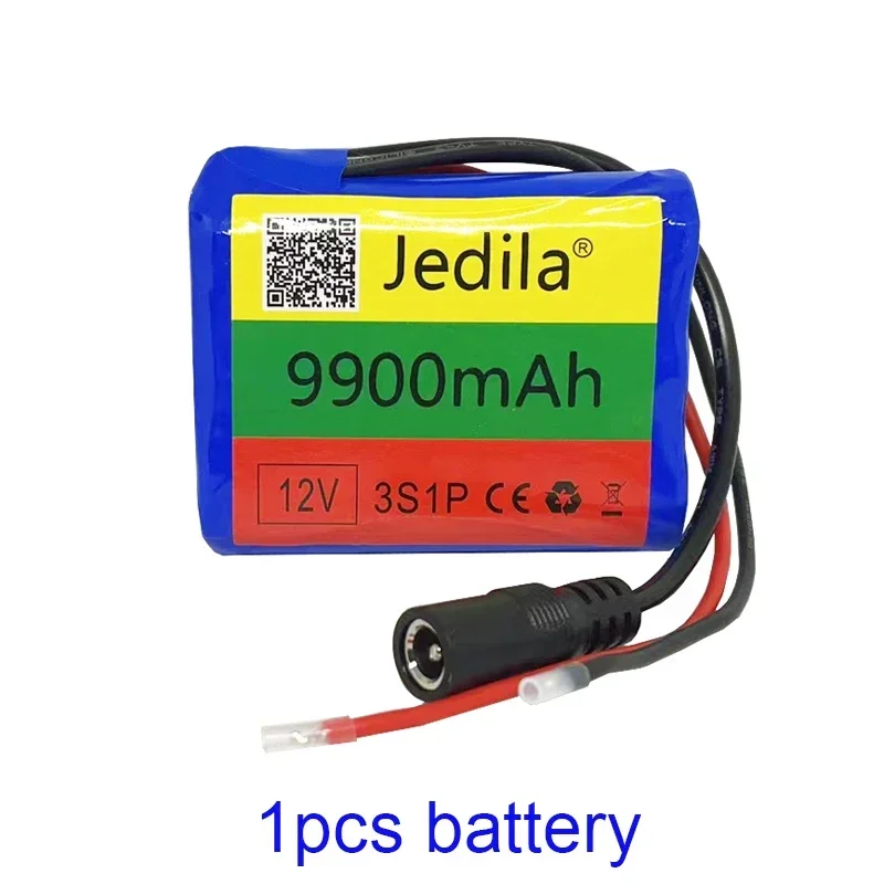 100% 12V 9900mAh 3S1P Lithium battery 18650 Lithium battery pack protection board rechargeable. 12.6V1A charger: Gold
