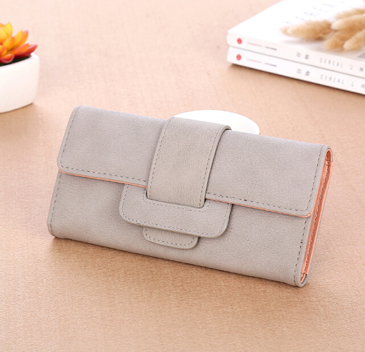 Women Pu Leather Wallets Long Hasp Purses Multifunction Large Capacity Purse Female Card Holders Portable Clutch For Girls: Light Grey