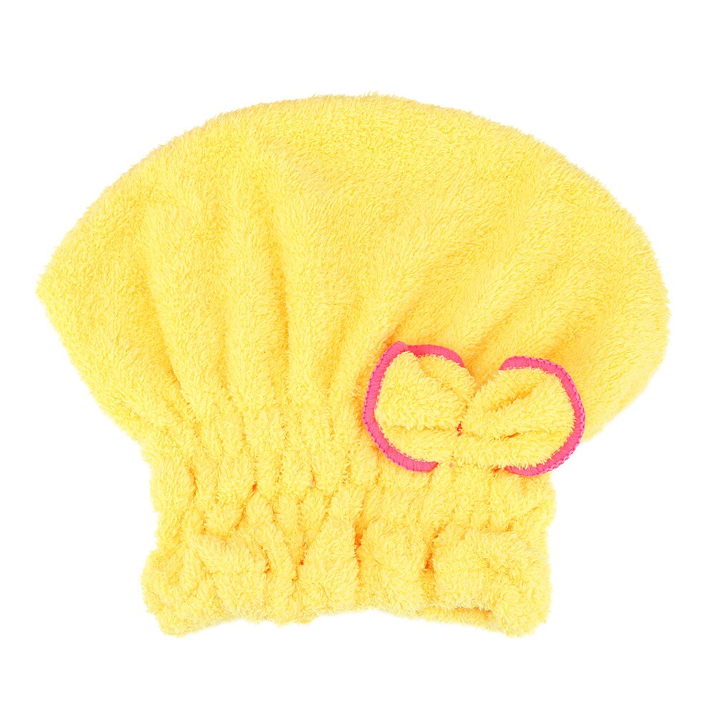 Microfiber 5 Colors Wrapped Towels Quickly Dry Hair Hat Bath Accessories Bathroom Hats: Yellow