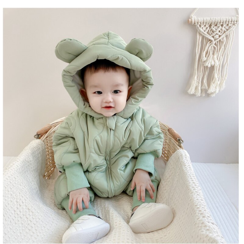 Pasgeboren Meisje Jumpsuit Hooded Winter Baby Overalls Geboren Baby Kleding Jongen Warm Snowsuit Jas Kid Beer Romper Peuter Bovenkleding