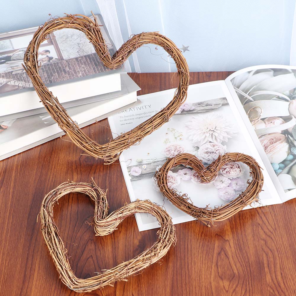 0-35cm boda en forma de corazón de decoración de la guirnalda corona de mimbre Natural para puerta para ventana de Casa de colgando guirnaldas manualidades