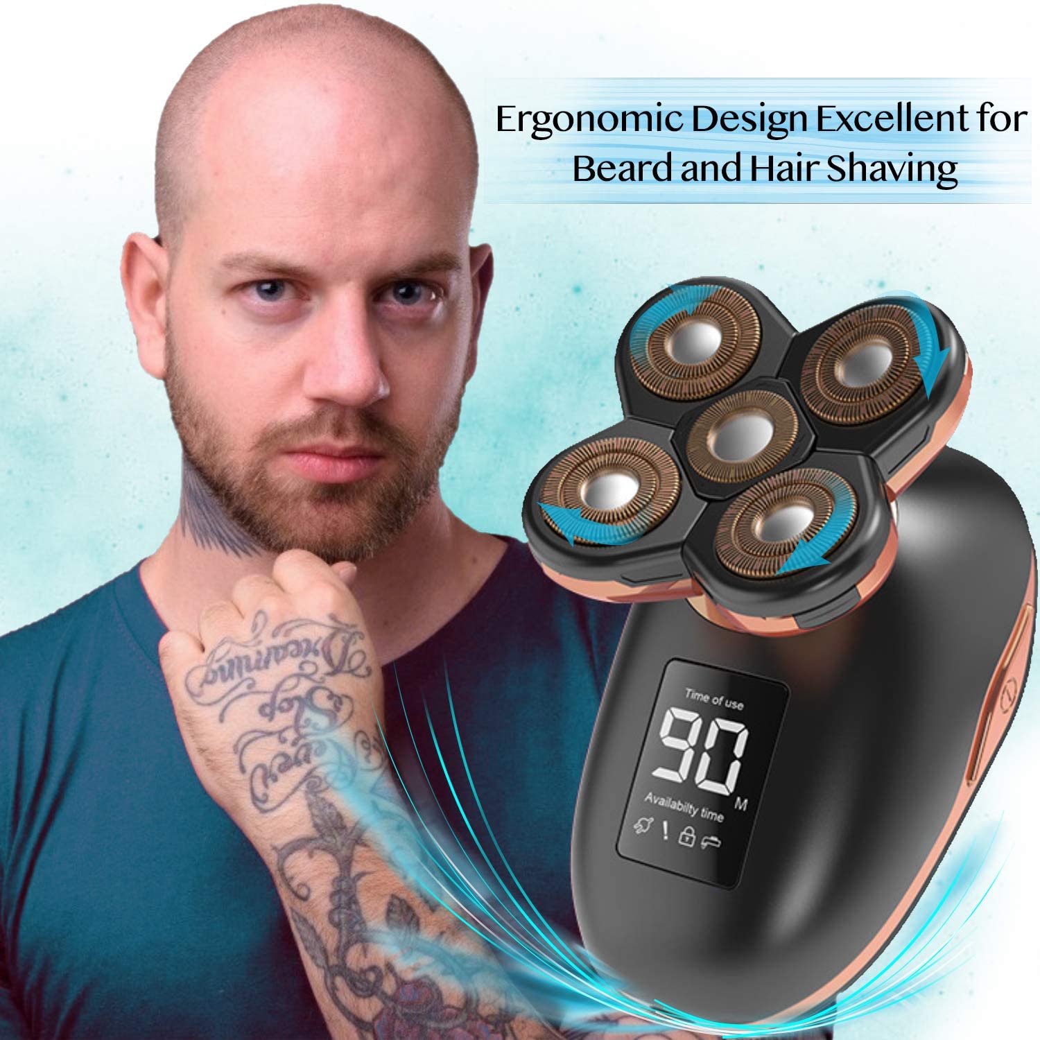 MARSKE 5D Floating Electric Shaver for Men 5 in 1 Shavers Bald Men Beard Trimmer Grooming Kit LED Display USB Rechargeable