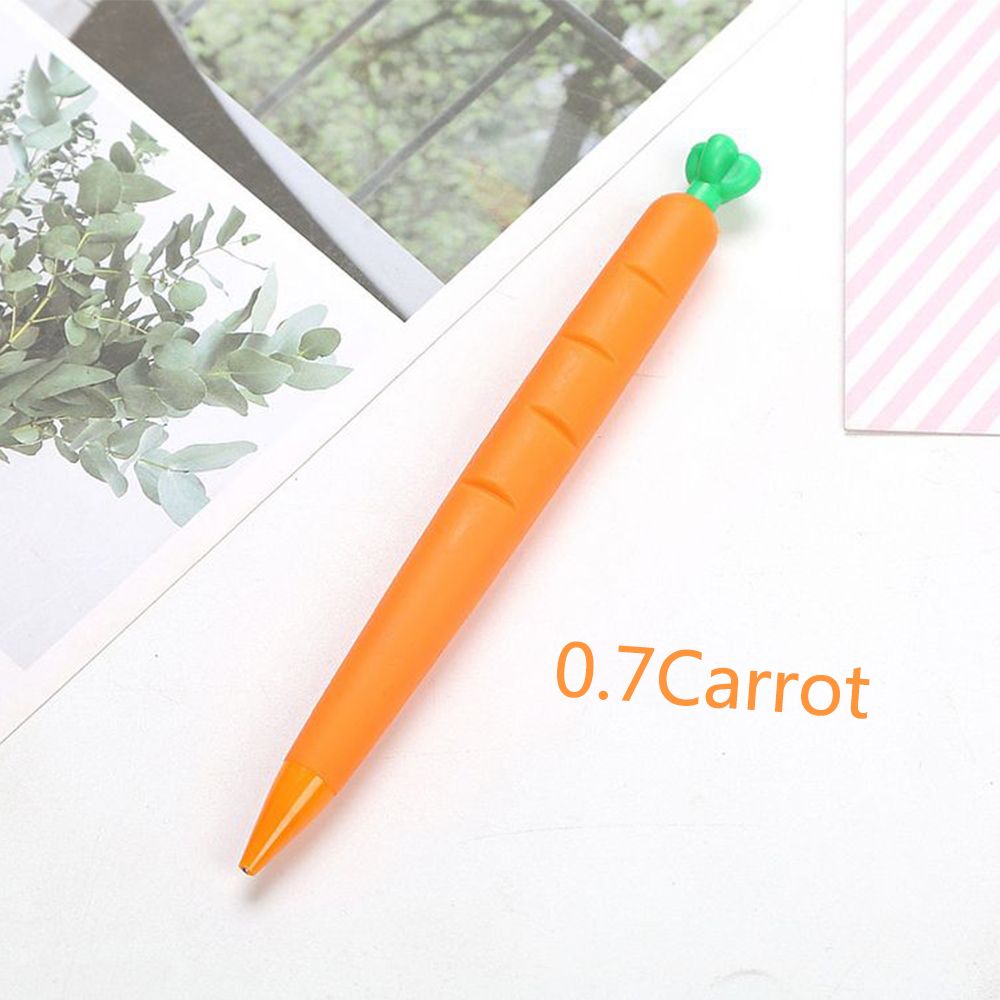 1 PC Carrot Cactus Corn Mechanical Pencil 0.5/0.7mm Mechanical Pencil Cartoon Cute Soft Gel Pen Press Pen Writing Tools: 0.7mm-Carrot