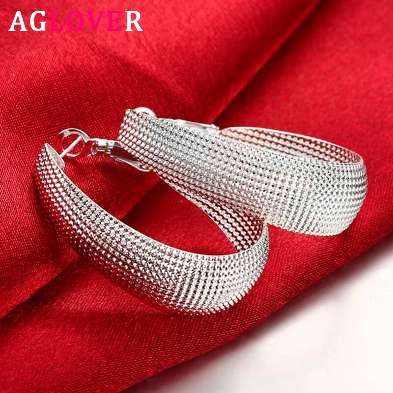 AGLOVER-pendientes de aro en U para mujer, de Plata de Ley 925 de 40MM, aretes de , joyería de boda, de cumpleaños