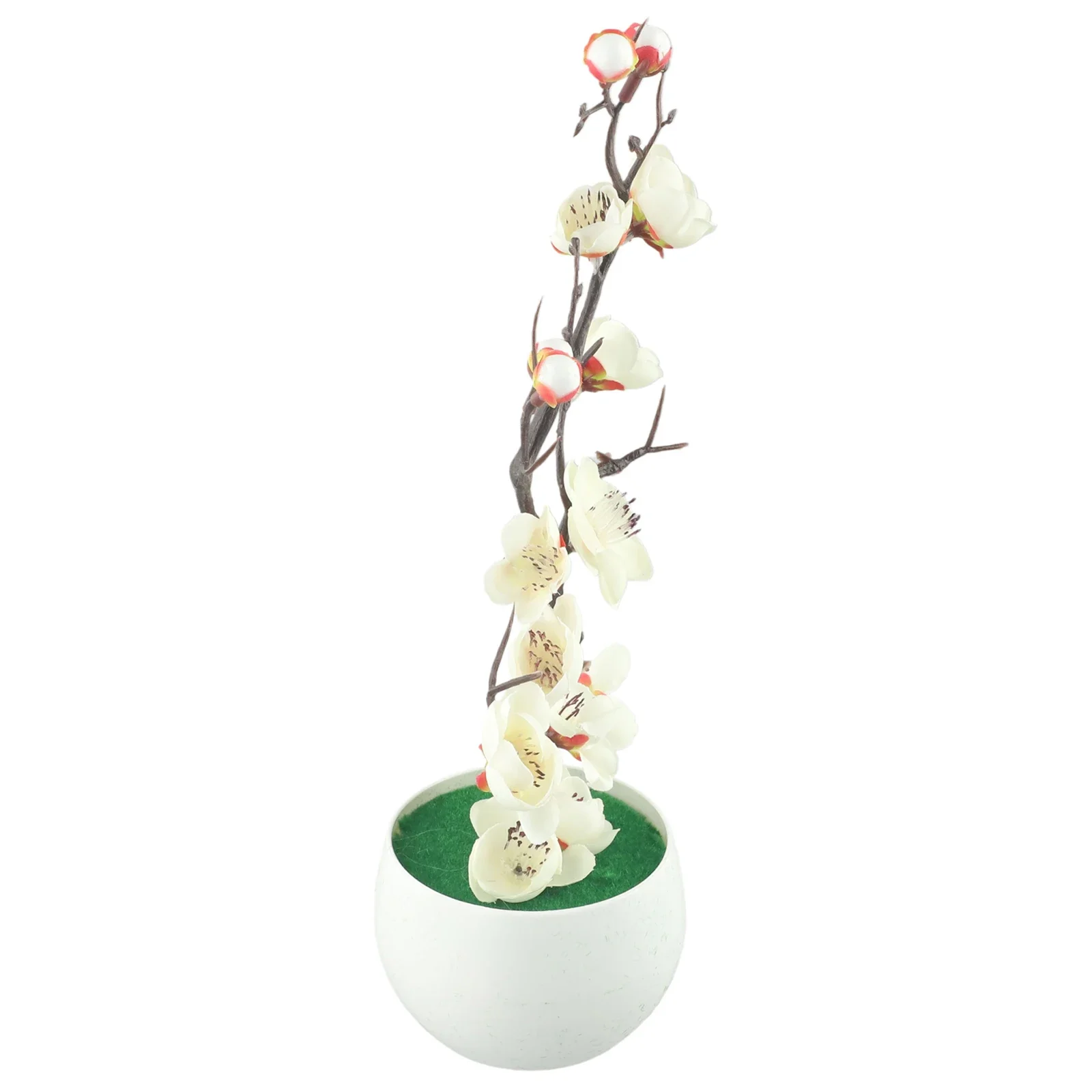 Plantes artificielles en pot 30x11cm, Simulation de bonsaï, fleur de prunier en soie, décoration de maison et de bureau, branche de fleur de prunier pour mariage ﻿