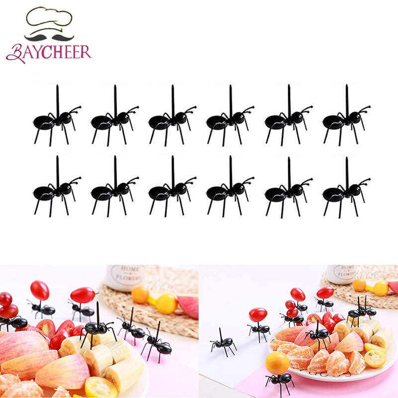 12 stk/sæt myretandstikkere køkkenværktøj dyreplast dessertgafler dekorativt køkken bar børnedessert frugtgaffel