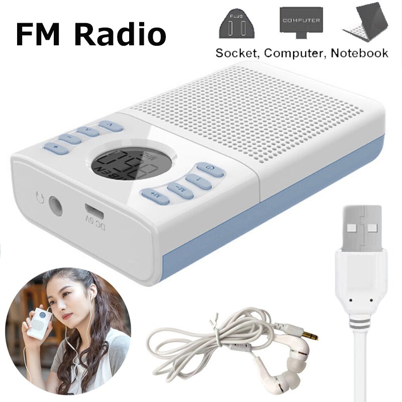 Fm Radio 50-108Mhz Stereo Mini Radio Speaker Ondersteuning Power Off Geheugen 2 Voeding Modi Met Led display Zachte Antenne