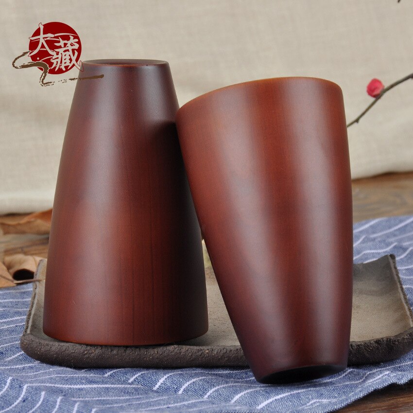 Patrón japonés de madera cubiertos chino abeto taza de agua Natural taza de te de madera anti-planchar taza de madera al por mayor del fabricante