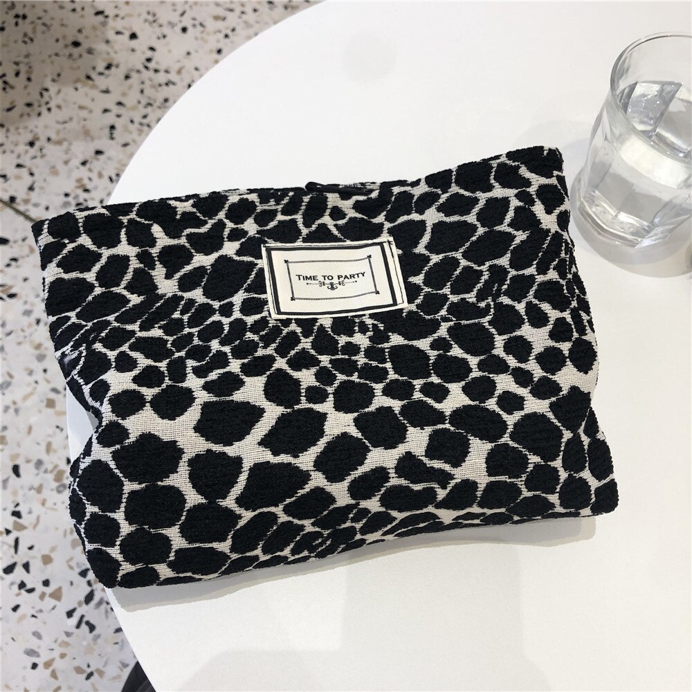 Bolso grande con estampado de cebra leopardo para mujer, bolsa para cosméticos de lienzo impermeable con cremallera, bolsa de maquillaje de viaje, organizador de maquillaje, funda de belleza: 2