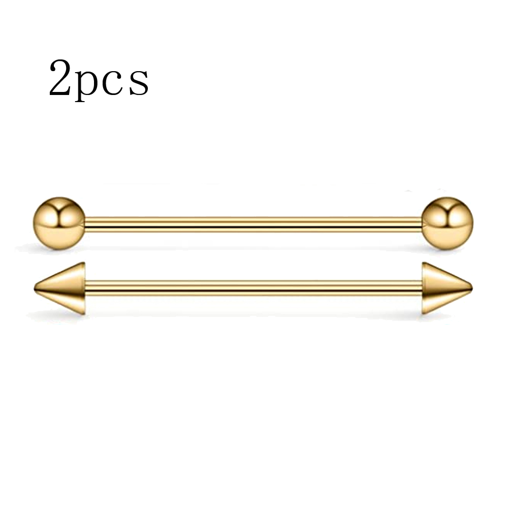 Bolas y púas de calibre 14, pendiente de cartílago de barra Industrial, joyería para Piercing corporal de 32mm, 35mm, 38mm, 40mm, paquete: Blanco / Rodio plateado