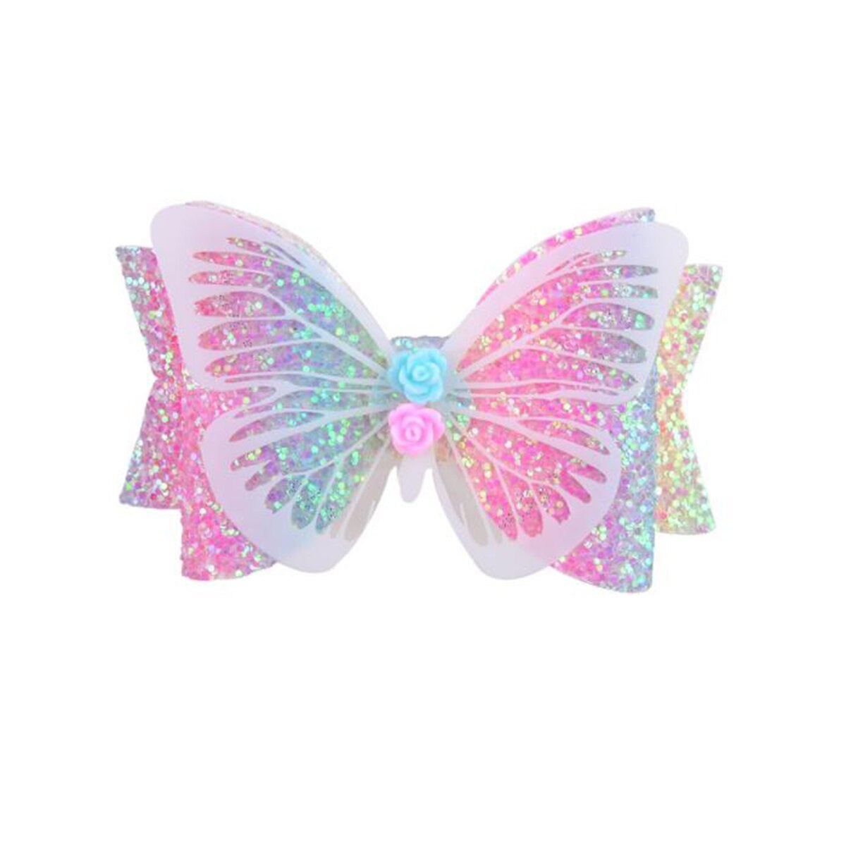 Małe dziewczynki błyszcząca ozdoba robić włosów łuki świecący robić włosów w kształcie motyla Barrettes zaciski krokodylkowe upominki na przyjęcie urodzinowe: 5