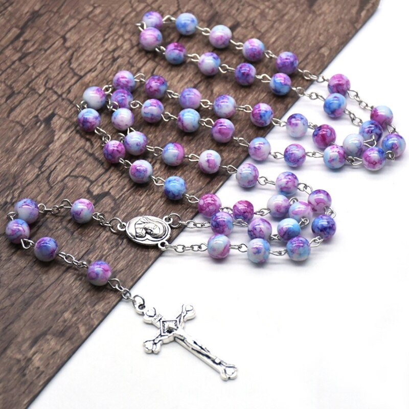 Handgemaakte Rozenkrans Ketting Gebed Kralen Katholieke Religieuze Ornament Christelijke Q1JB