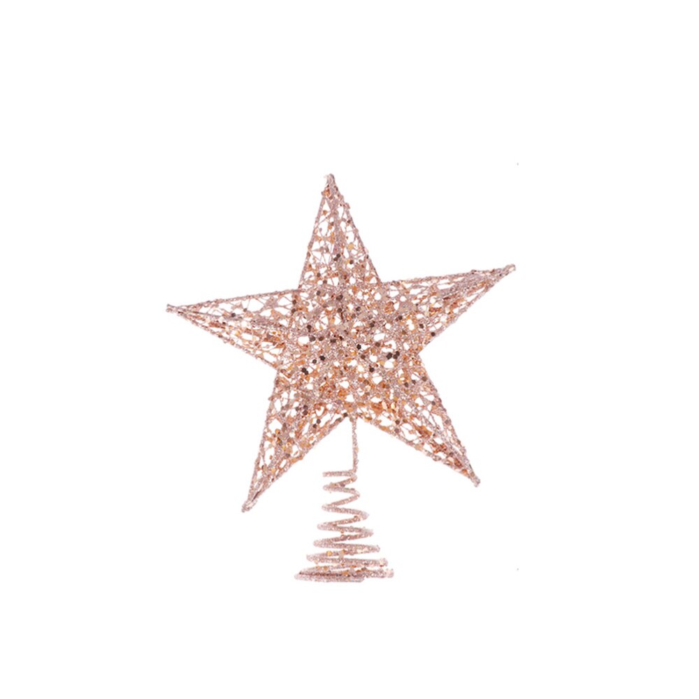 2pcs Christmas Tree Iron Star Topper Glittering Christmas Tree Decoration Ornaments (1pc 20cm Rose Gold, 1pc 25cm Rose Gold)