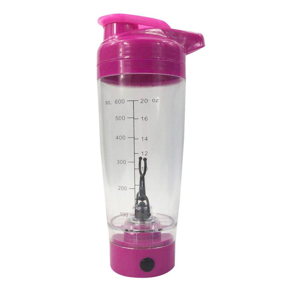 1 Pc Protein Shaker Bottle Vortex Mixer Tornado Shaker Cup 600ml Portable Automatic Shaker: Rosy