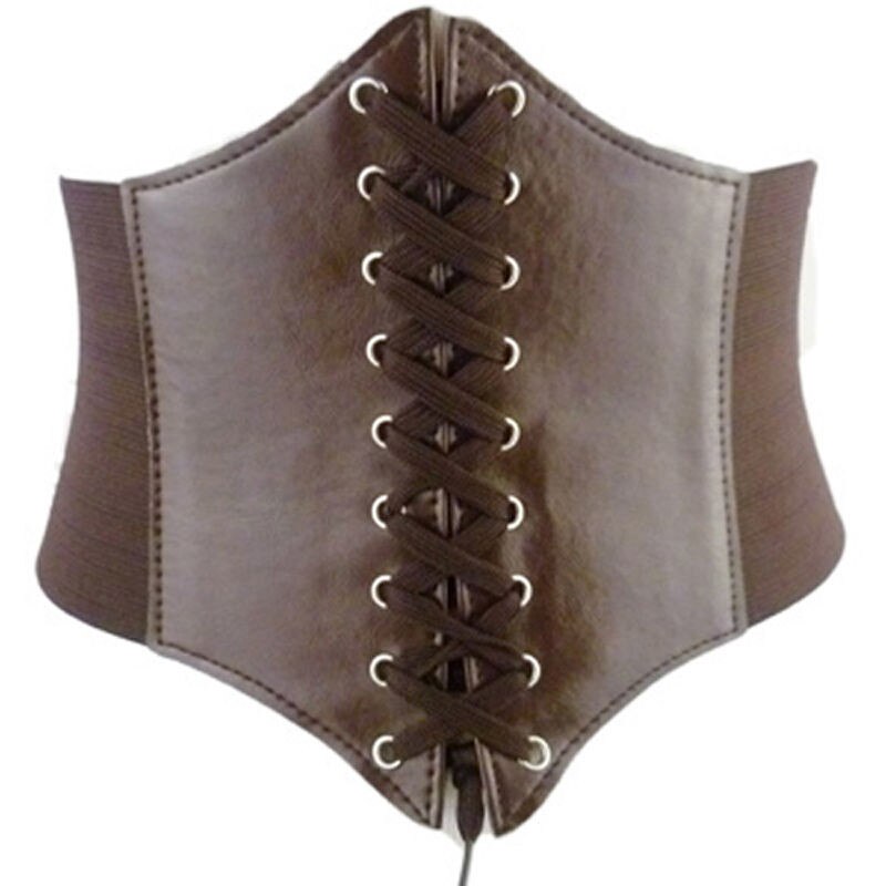 Cinturón de piel sintética suave para mujer, corsé corbata envolvente, cintura ancha: B