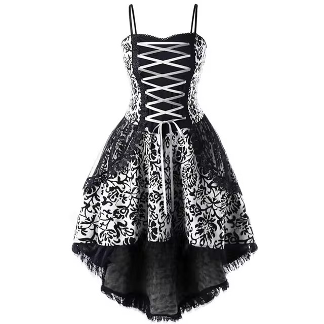 Spitze Gothic Vintage Kleid Frauen Halloween Cosplay Kostüm unregelmäßige Ärmel Kleider Robe mittelalter lichen Geist Vampir Kleidung Femme