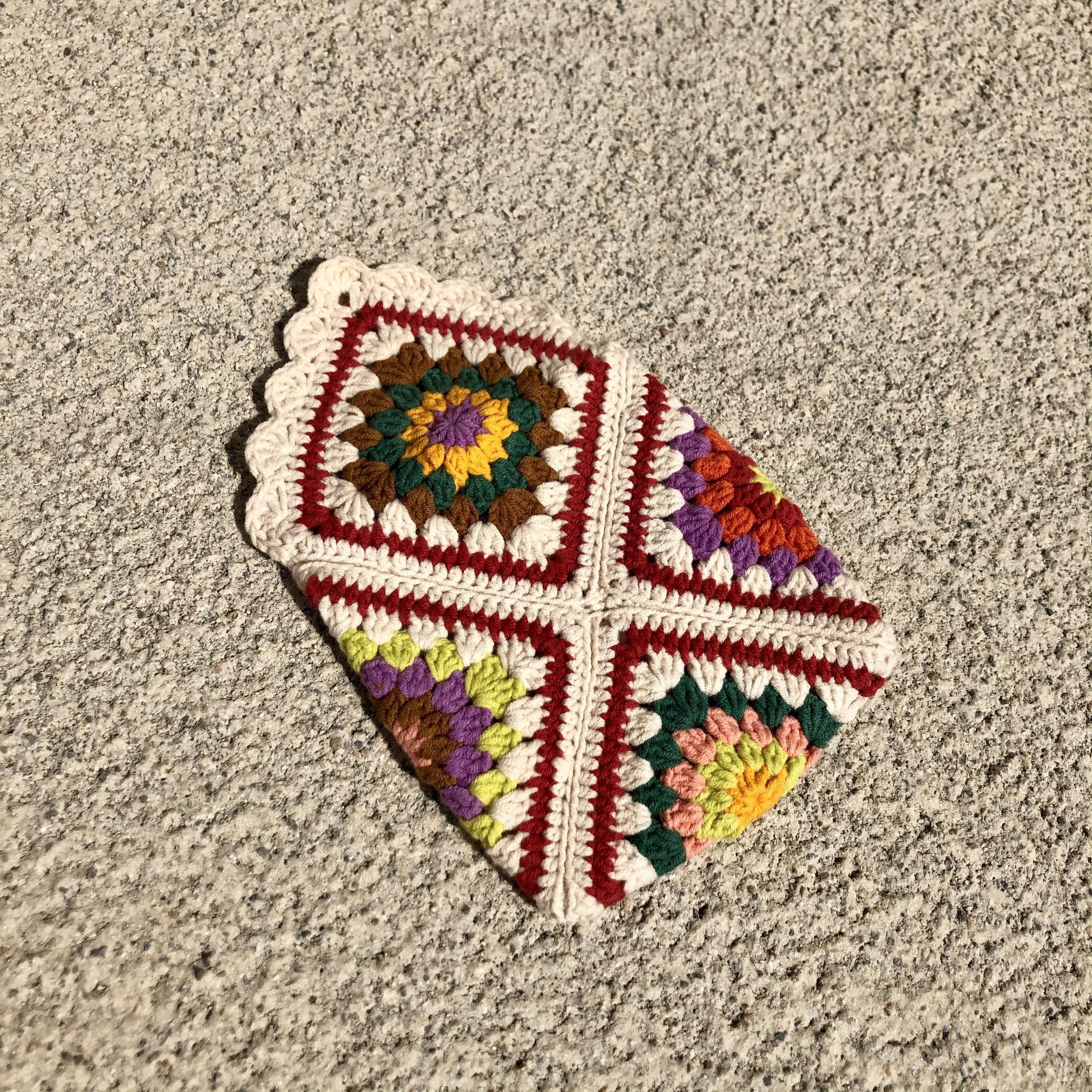 Creamy White Crochet Small Purse Knit Cute Mini Bag Wallet Pouch Colorful Makeup Bag Jewelry Bag Original Granny Square Bag