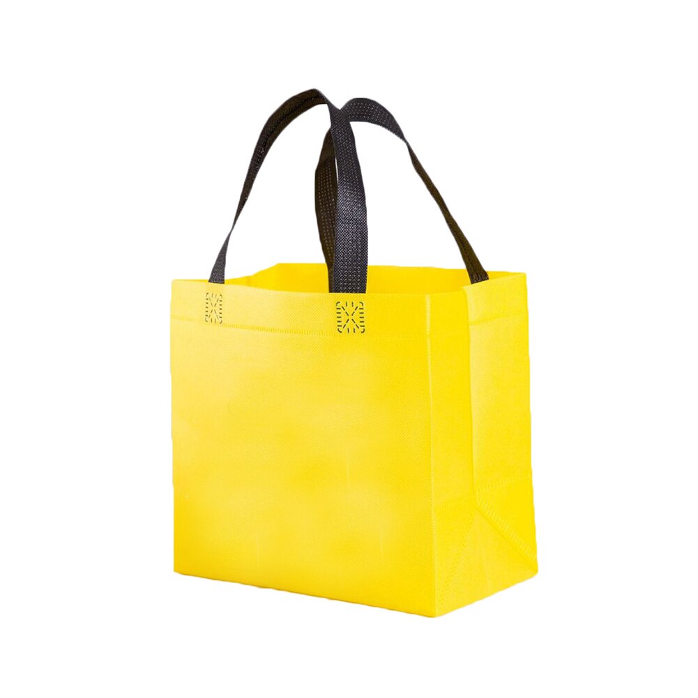 Women Foldable Shopping Bag Reusable Eco Unisex Fabric Non-woven Shoulder Fabric Bags Tote Grocery Bags Pouch lunch bag: YELLOW