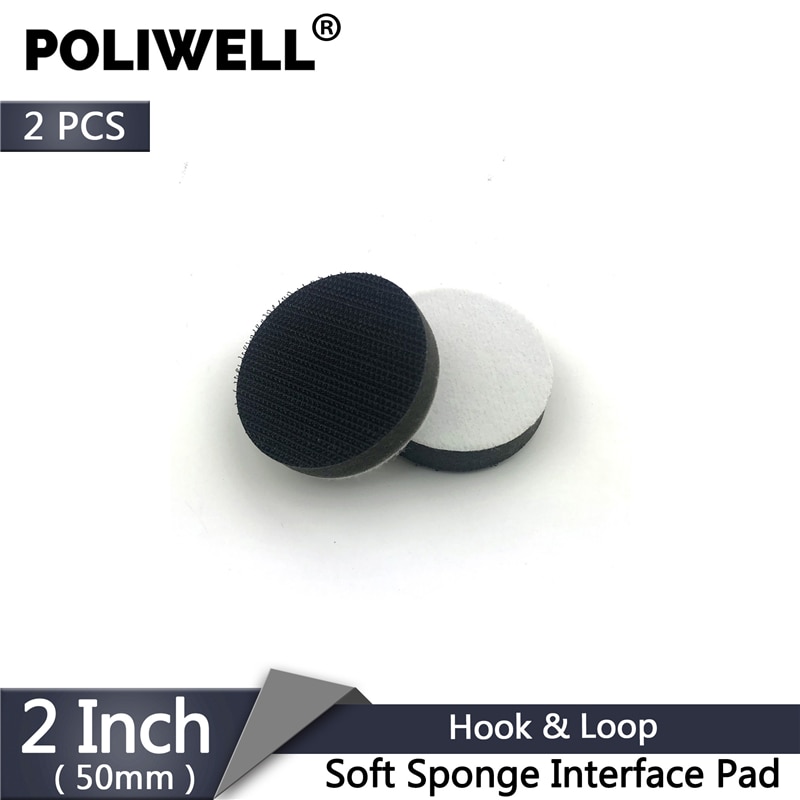 POLIWELL 2PCS 2 Inch Soft Sponge Interface Pad for Sanding Pad Hook&Loop Sanding Disc Buffer Back Pad Uneven Surface Polishing
