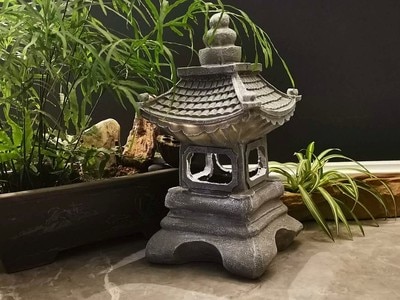 Japanese style Outdoor floor courtyard resin Solar lamp palace lanterns landscape lights home gardening decoration Zen