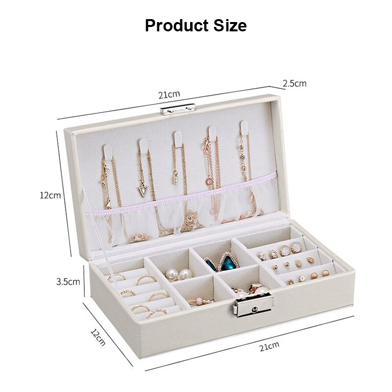 Leather Jewelry Organizer Ring Pendant Earrings Necklace Storage Box Women Jewelry Display Boxes Cosmetics Beauty Container Case