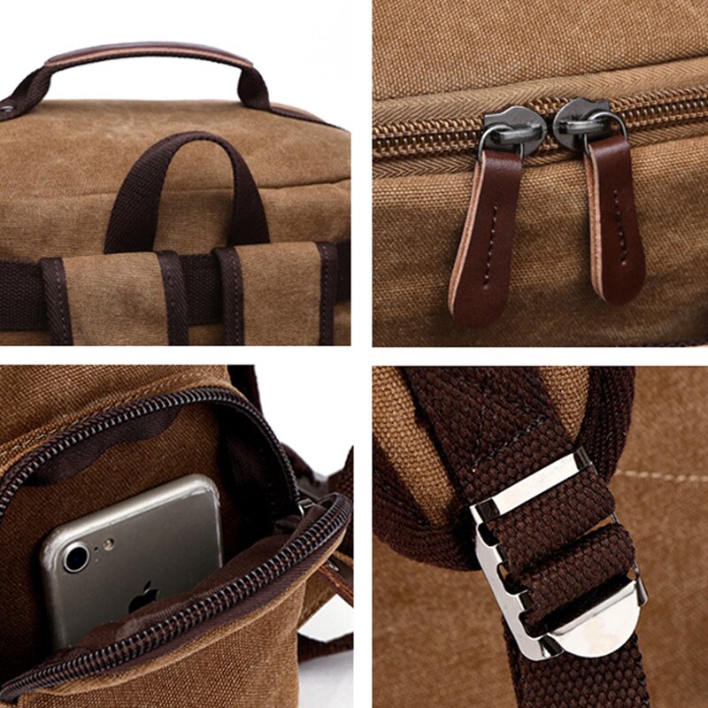 Heren Rugzak Vintage Canvas Rugzak Schooltas Mannen Reistassen Grote Capaciteit Rugzak Laptop Rugzak