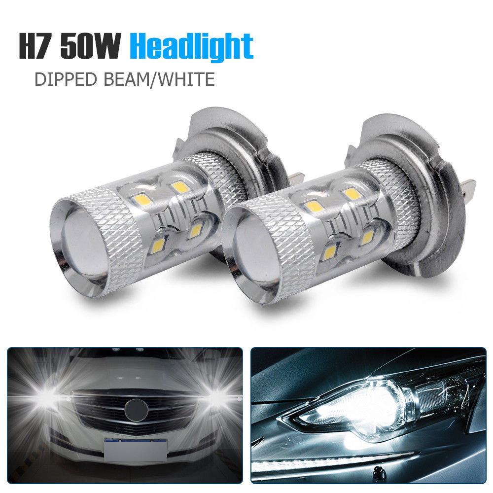2X H7 499 LED 50 W Dimlicht Auto Koplamp Lampen Lamp Mistlampen Wit Halogeen