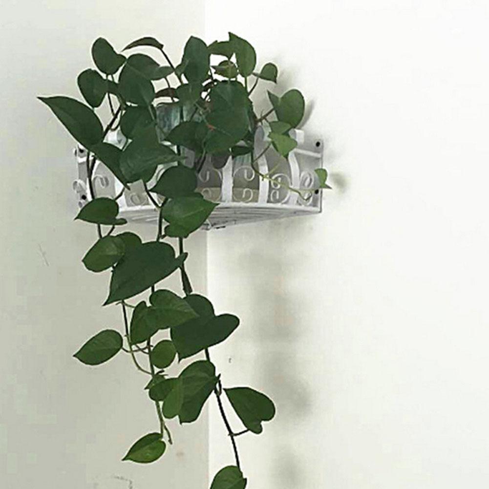 Geometri jern trekant blomst stativ hjørne opbevaring rack med væg hængende havearbejde hjemmekontor dekoration: Hvid