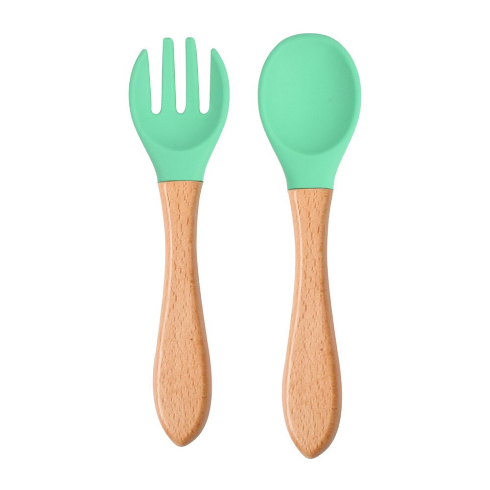 Baby Lepel Siliconen Houten Babyvoeding Lepel Accessoires Kinderen Verjaardagscadeautjes Veiligheid Kinderen Leren Eten Tool: Style M