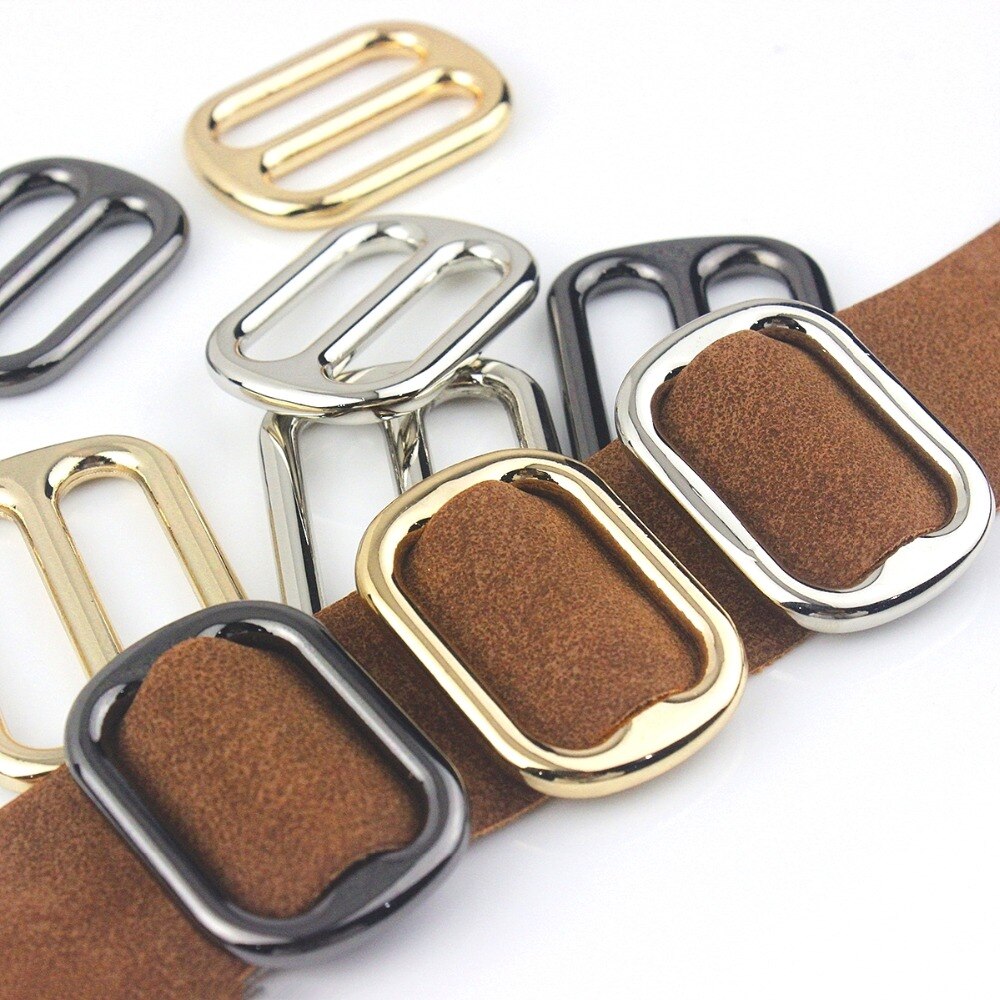 10 pcs Metal Tri Glide Slide Buckles Center Bar Adjuster Buckle for Leather Craft Bag Strap Belt Webbing 25/32/38mm