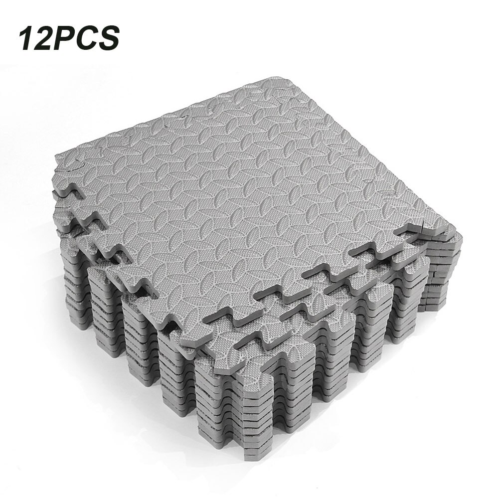 12 pièces EVA mousse épaissie carreaux équipement de Fitness exercice tapis de sol maison gymnastique protection anti-dérapant verrouillage entraînement Portable: Gris