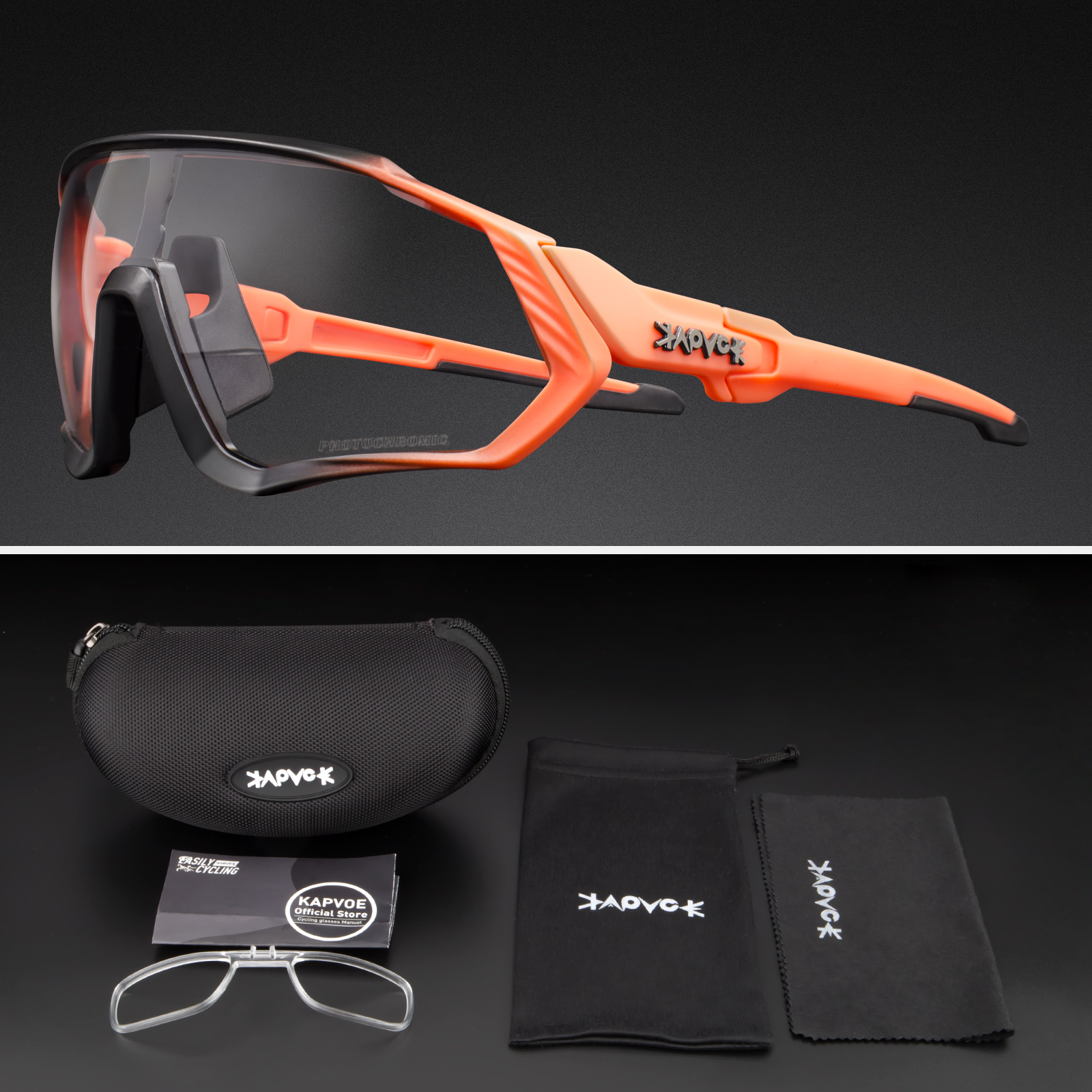 Kapvoe photochromique sport cyclisme lunettes pour hommes femmes vtt montagne route lunettes de vélo cyclisme lunettes de soleil Oculos Ciclismo: Champagne