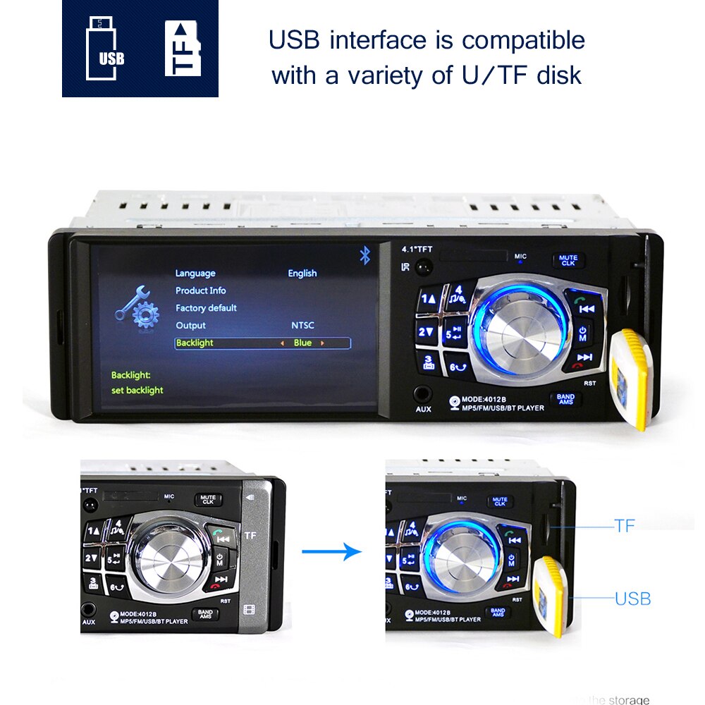 4.1 "TFT HD Digital Auto MP5 Player Auto Vedio Radio unterstützung USB/SD/TF FM mit Fernbedienung control Auto MP5 Player