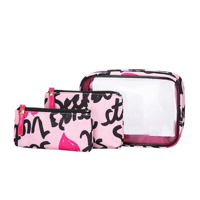 Pvc Transparante Make-Up Tas Travel Organizer Cosmetische Tas Roze Tas Mode Vrouwen Tas Waterdichte Tas Drie Zakken: 5