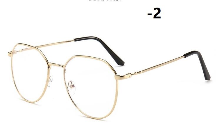 -1-1,5-2-2,5-3-3,5-4-4,5 myopie Brille Frauen Männer retro Metall Rahmen Platz Studenten Myopie Gläser Rahmen Für Neue: Gold -2